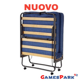 Qualydorm Letto branda Pieghevole in Ferro antiruggine con Ruote doghe in Legno Materasso in WaterFoam