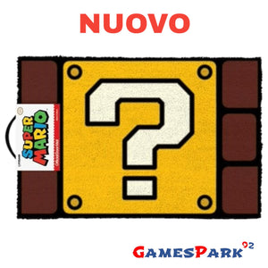 Tappeto zerbino da esterno ingresso Nintendo Super Mario Question Mark Nuovo