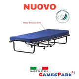 Qualydorm Letto branda Pieghevole in Ferro antiruggine con Ruote doghe in Legno Materasso in WaterFoam