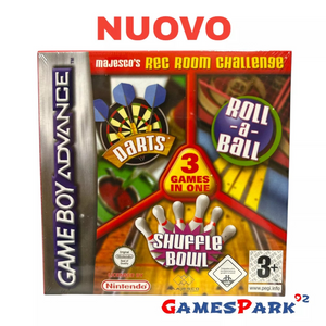 Majesco's Rec Room Challenge 3 Games in One Darts Roll-a-Ball Shuffle Bowl Game Boy Advance GBA NUOVO