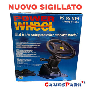 Volante Power Wheel PS1 PlayStation 1 Sega Saturn Nintendo 64 N64 NUOVO ACCESSORI