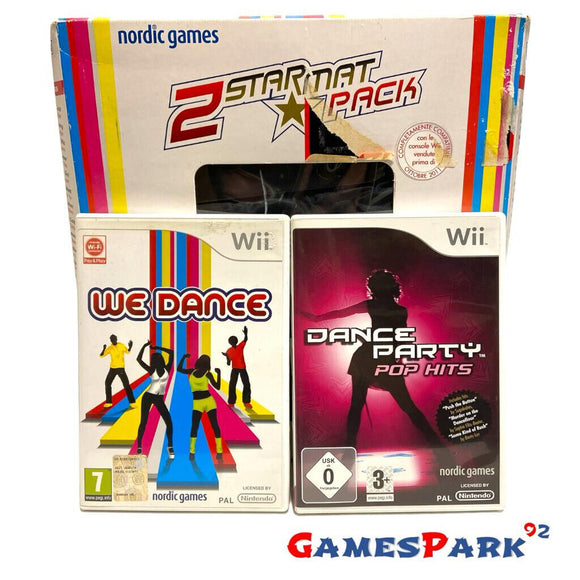 WE DANCE & 2 STAR MAT PACK CON GIOCO WE DANCE E DANCE PARTY POP HITS WII NINTENDO USATO